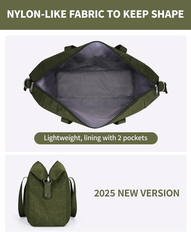 Detalle de Narwey for Easyjet Cabin Bag 45x36x20cm – 25L foldable underseat travel duffel (Army Green)