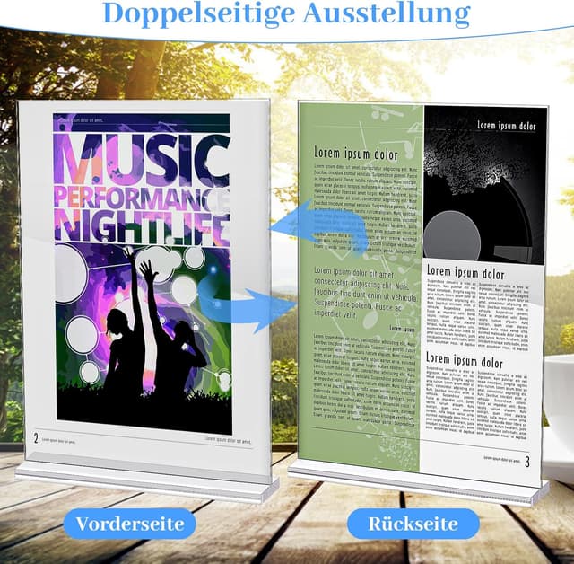 Detalle de Yoosso 2er Set Tischaufsteller A4 aus Acryl (21 x 29,7 cm) für Preisschilder, Menüs & Prospekte