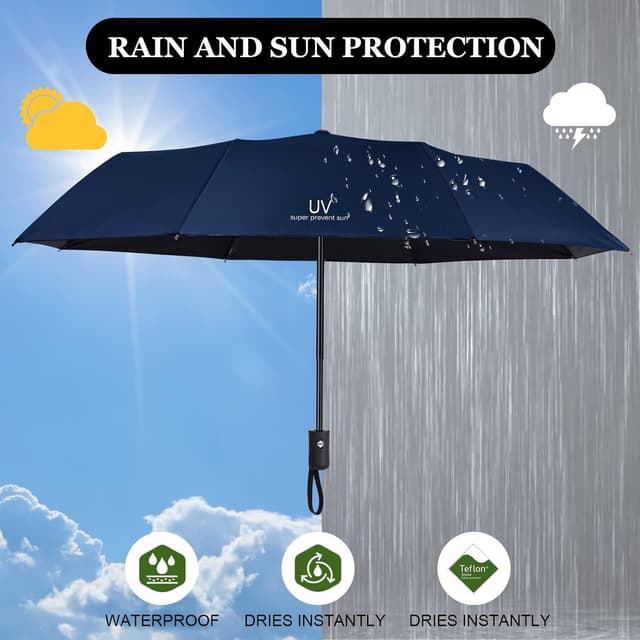 Thumbnail 4 de Vicloon Regenschirm Taschenschirm Auf Zu Automatik Marineblau