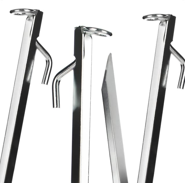 Detalle 2 de COM-FOUR 4 picchetti grandi in acciaio a profilo a V con anello e attacco per trampolino, ca. 38 cm