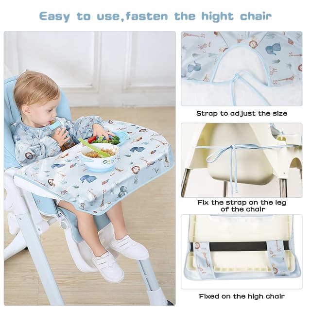 Thumbnail 6 de Vicloon Lätzchen mit Ärmeln für Baby & Kleinkind, wasserdicht, für Hochstuhl und Babystuhl (blau)