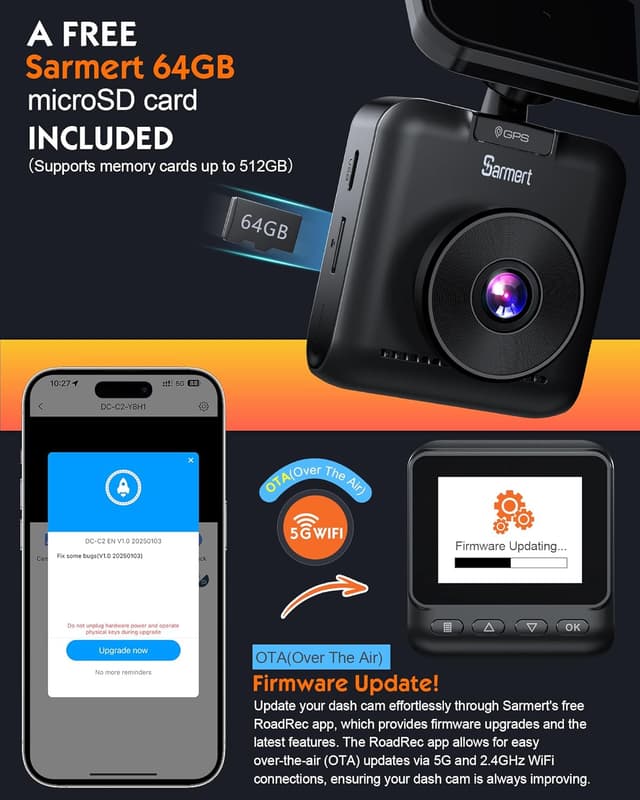 Thumbnail 6 de Sarmert C2 4K Dual Dash Cam with GPS and 64GB