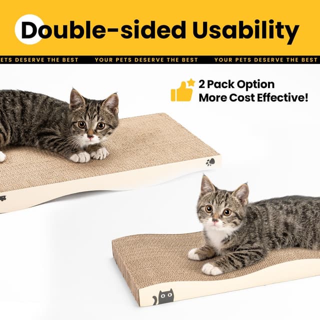 Detalle 2 de Coching Katzen Kratzbrett 3,5 cm dick – halbhohes Karton-Kratzpappe mit Katzenminze, 2er-Set