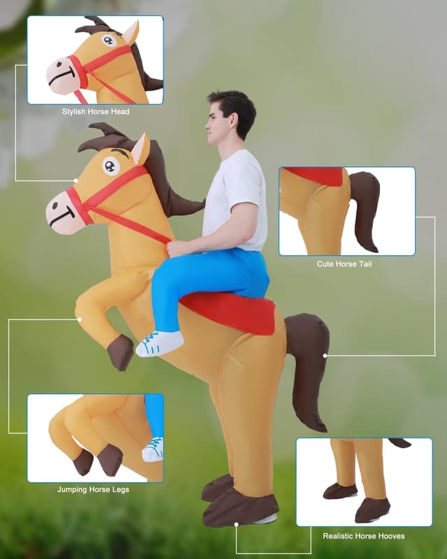 Detalle de Bestsight Inflatable Horse Costume for Adults with Fan and Zipper Front