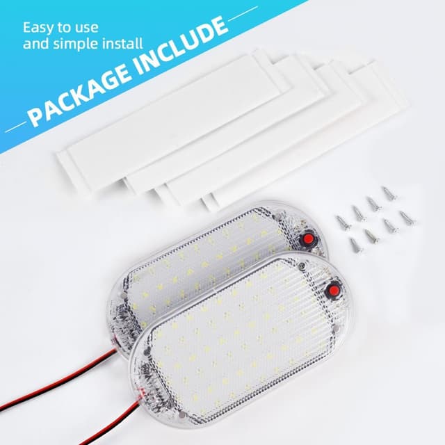 Detalle 2 de URAQT Innenbeluchtung Auto – 2er-Set 12V LED-Leisten (48 LEDs je Leuchte), 800 lm, 6000K Weißlicht
