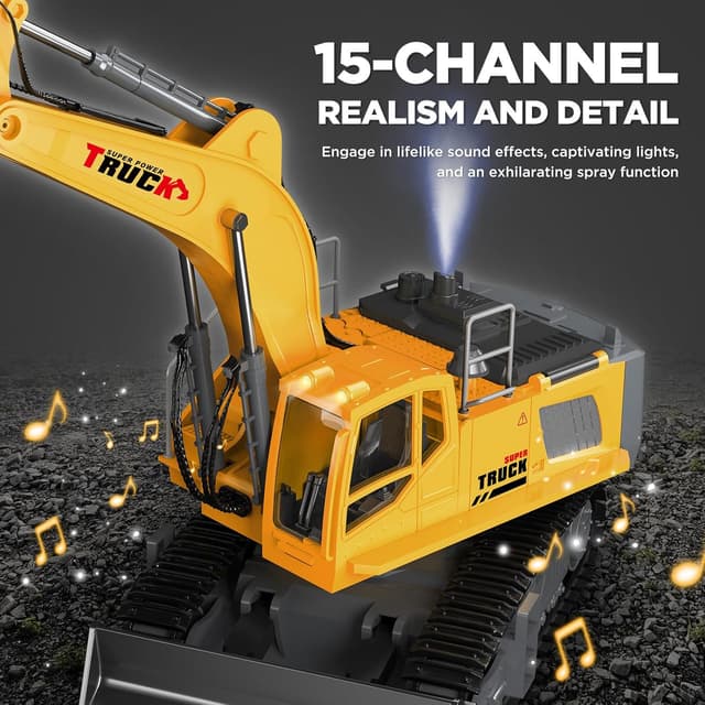 Thumbnail 2 de 21" Remote Control Excavator Toy 15-Channel 🚜