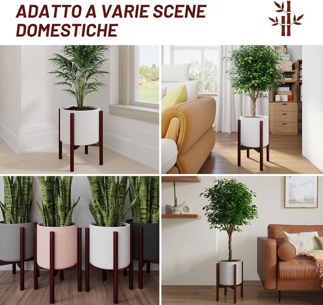 Detalle 2 de Bamworld portavasi in bambù per interno ed esterno, portapiante da balcone regolabile (vaso non incluso)