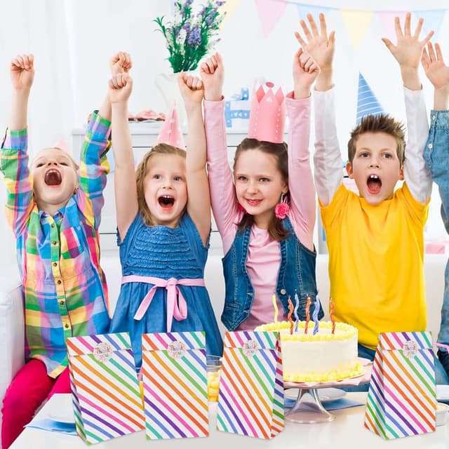 Thumbnail 6 de Flintronic 18er Papiertüten-Set für Kindergeburtstage mit Aufklebern (24 × 13 × 8 cm) – Candy-Tüten für Mitgebsel