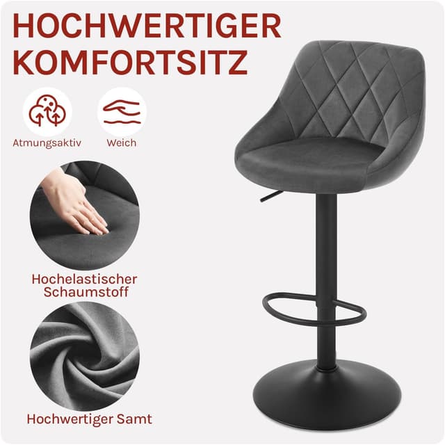 Thumbnail 3 de WOLTU Barhocker 2er Set mit Lehne