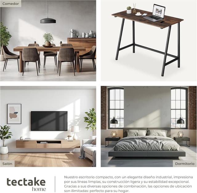 Thumbnail 5 de tectake Mesa Escritorio de Madera 100x50x77 cm