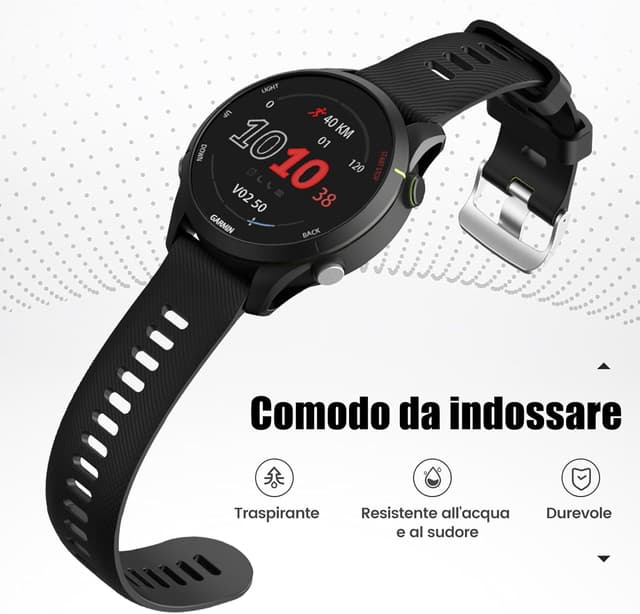 Detalle de ANBEST cinturino sportivo in silicone da 22 mm compatibile con Forerunner 255, Vivoactive 4, Venu 2 e altri smartwatch