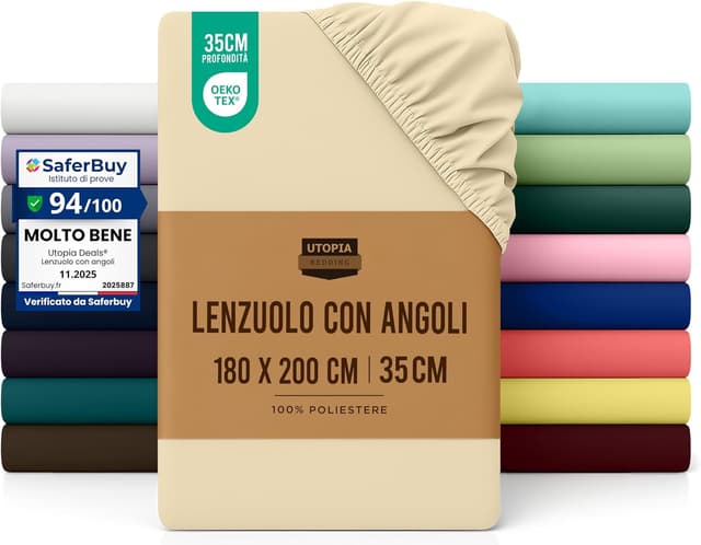 Imagen de Utopia Bedding Lenzuolo con Angoli 180x200 cm en OfertitasTOP