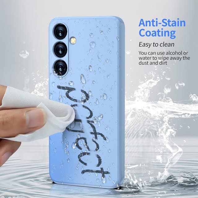 Detalle de Watana Hülle für Samsung Galaxy S24 Plus 5G – Soft-Touch Flüssigsilikon Case mit Mikrofaserfutter, hellblau