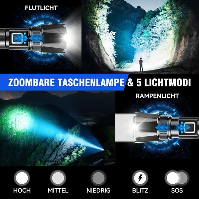 Detalle de Taschenlampe XHP70.2 1.000.000 Lumen LED 🔦