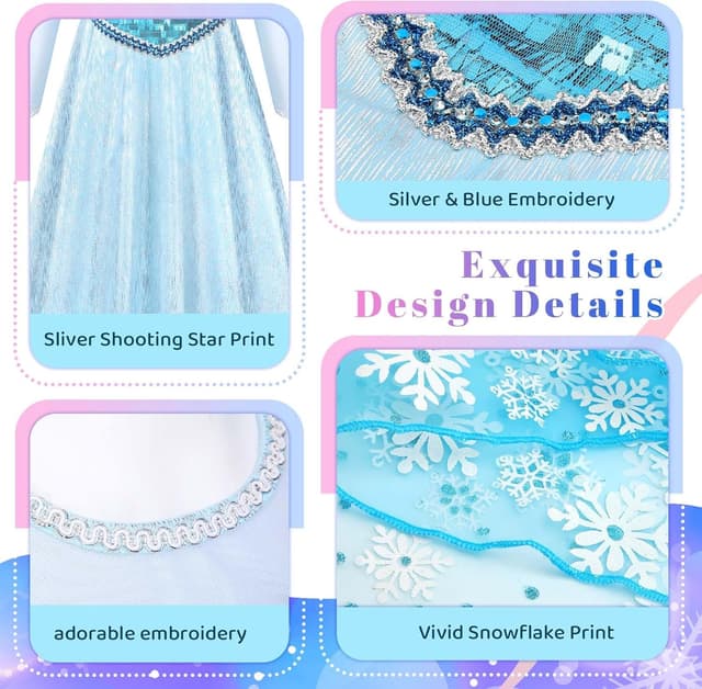 Detalle de WIKITOT Princess Dress for Girls aged 3–10