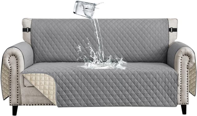 Detalle de Lydevo Copridivano impermeabile 3 posti con braccioli, antiscivolo e trapuntato per animali