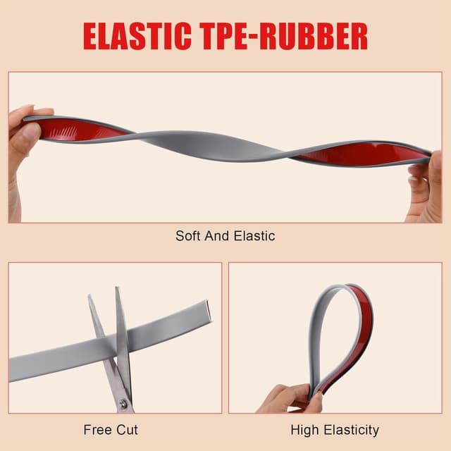 Detalle 2 de Flintronic 10m x 18mm U-Shape Flexible Furniture Edge Banding (Gray) – self-adhesive TPE trim