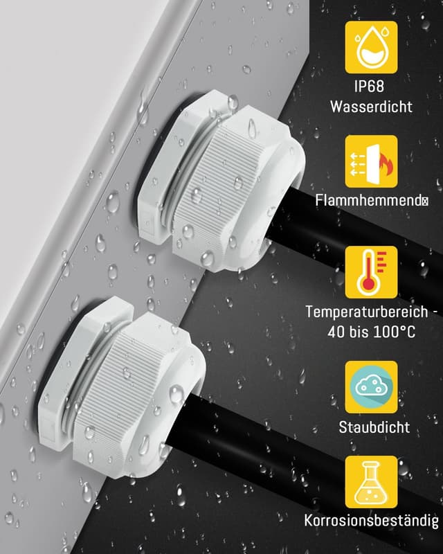 Detalle de Caianwin 6er-Set M32 Kabelverschraubung (IP68) für wasserdichte Kabeldurchführungen