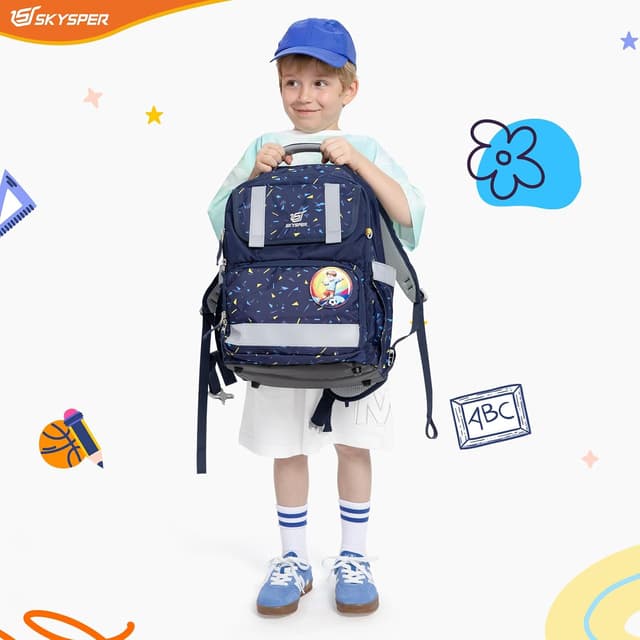 Detalle 2 de SKYSPER Schulranzen-Set 5-teilig mit ergonomischem Tragesystem und 360° Reflektorstreifen (16 L)