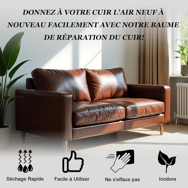 Detalle de Kit de réparation et teinture pour cuir Cenozo (liquide, pâte réparatrice) – cuir marron moyen