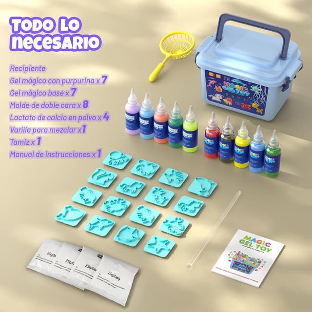 Thumbnail 6 de Hot Bee Magic Water Gel Squishy Maker Kit with 8 double-sided moulds (Aqua Fairy Beads) for kids