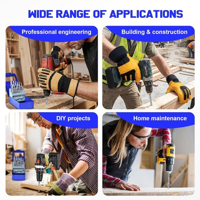 Thumbnail 6 de Lot de 25 forets pour bois Mtchavno HSS hélicoïdal 1 à 13 mm, pointe 135° (kit avec étui)