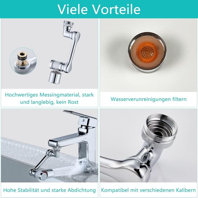 Thumbnail 4 de Drehbarer Wasserhahn Aufsatz 1080 Grad mit Filter