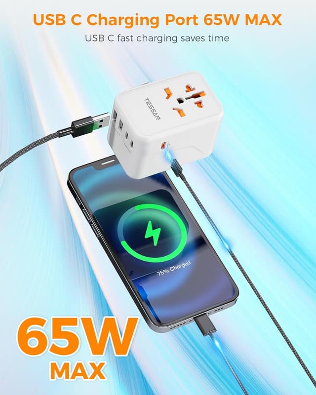 Thumbnail 3 de TESSAN 65W GaN Adattatore Universale da Viaggio