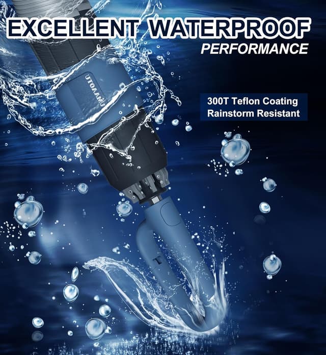 Detalle de TUMAAOTU Compact Inverted Umbrella with Carabiner Handle – windproof travel auto open/close