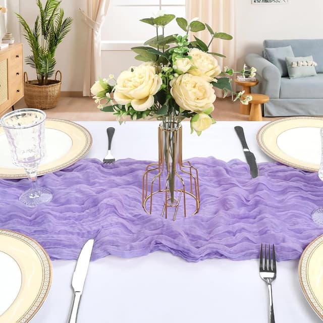Detalle de 6 Pack Lavender Purple Cheesecloth Table Runner (10FT, 23 x 120 in) for Boho & Spring Events