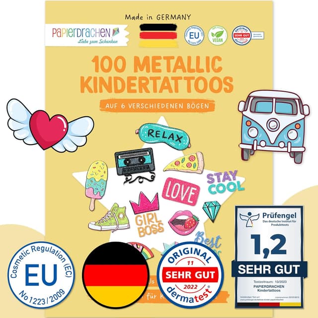 Detalle de Papierdrachen Papierdrachen 100 Metallic-Tattoos