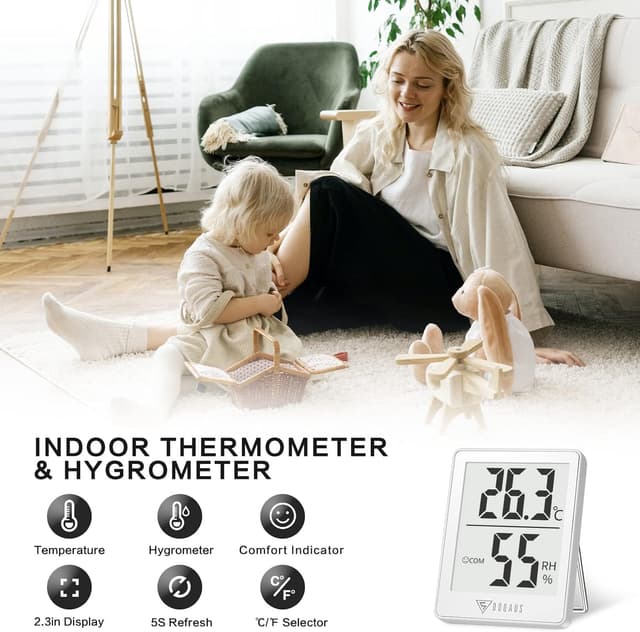 Detalle de DOQAUS Hygrometer Thermometer für innen: digitales Raumthermometer mit Komfort-Status und 5-Sekunden-Refresh