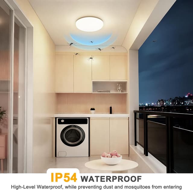 Detalle 2 de LED Deckenlampe 36 W, 4500 lm, IP54 – runde, flache Deckenleuchte (4000 K) für Bad & Küche