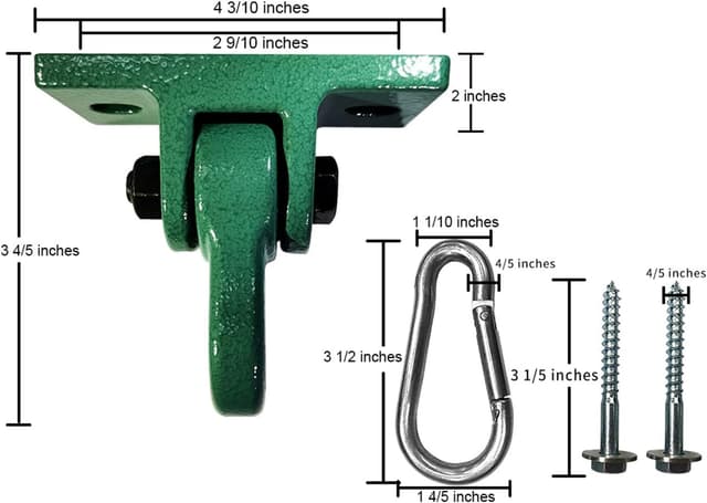 Detalle de ABUSA Heavy Duty Green Swing Hangers (Screws, Bolts & Hardware Included) — 4 Pack, Over 5000 lb Capacity