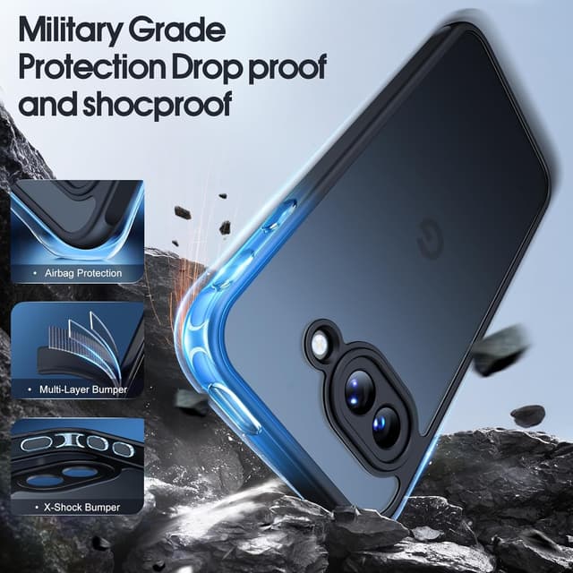 Detalle de JAME Google Pixel 9A slim shockproof case with 2 screen protectors