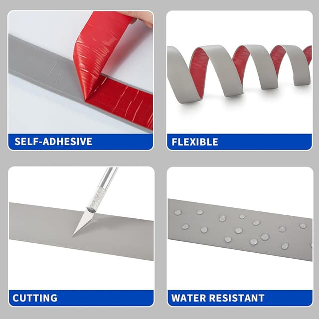 Detalle de 2M PVC Laminate Flooring Threshold Transition Strip (Self-Adhesive Door Bar / Floor Edge Trim) – Grey, 5cm wide