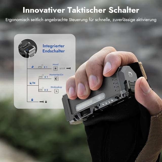 Detalle de WUBEN X4 Mini LED Taschenlampe mit RGB-Licht, 1.500 Lumen & IP65 (EDC, USB‑C, aufladbar)