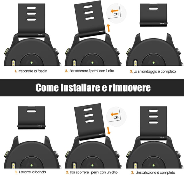 Detalle de ANBEST cinturino sportivo in silicone da 22 mm compatibile con Forerunner 255, Vivoactive 4, Venu 2 e altri smartwatch