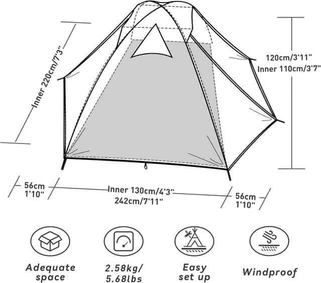 Detalle 2 de Forceatt Zelt für Camping 2,58 kg