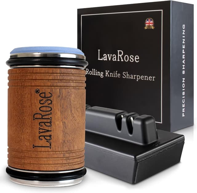 Detalle de LavaRose Rolling Knife Sharpener for Kitchen Knives (5-in-1 Base) with 15°/20° Magnetic Angle Guide