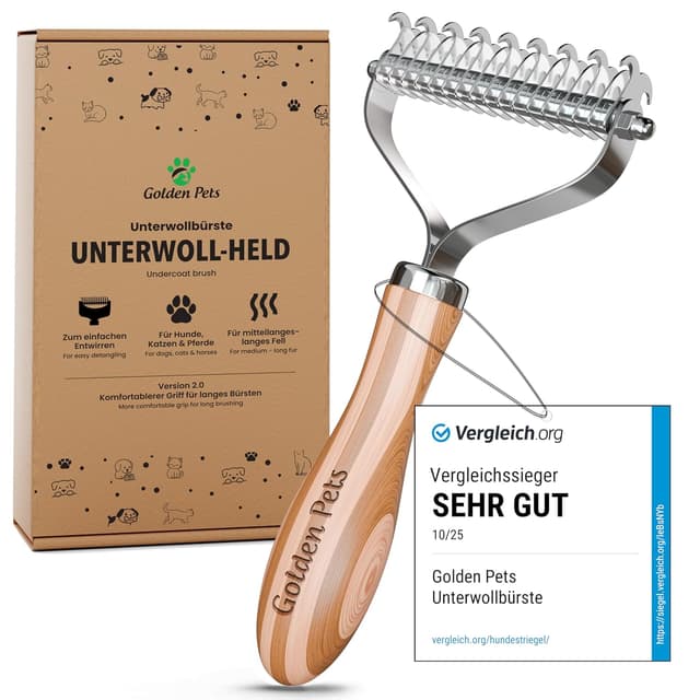 Detalle de TESTURTEIL SEHR GUT Unterwollbürste & Unterfellbürste für langhaarige Katzen und Hunde