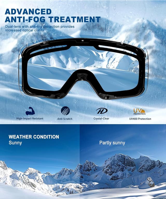 Thumbnail 6 de QALLY 2Pack Ski Goggles 100% UV Protection