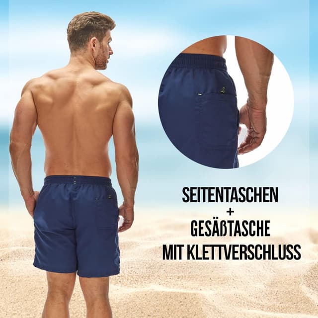 Detalle 2 de Zagano Adam Lipski Badehose Herren schnelltrocknend (Boardshorts-Style) mit Kordelzug – S bis 6XL