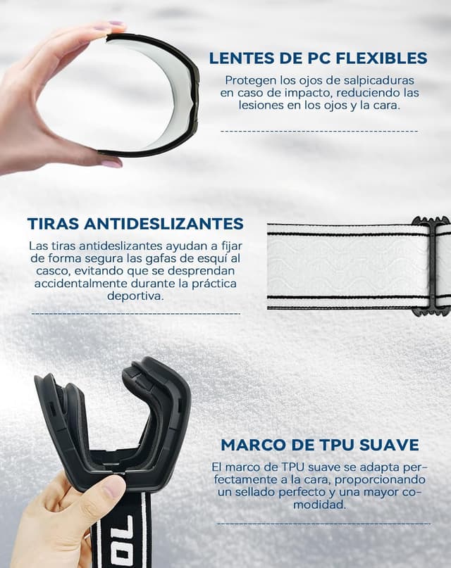 Detalle 2 de BEACOOL Gafas de Esquí OTG UV400