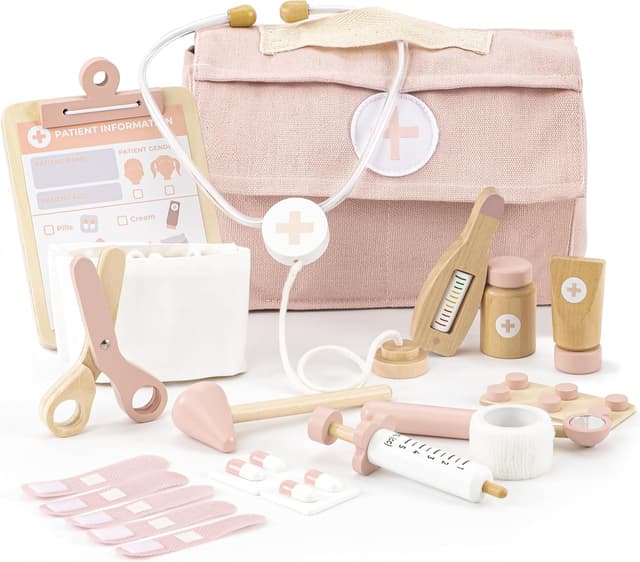Imagen de Wooden Doctor Play Set Complete Pretend Medical Kit en OfertitasTOP