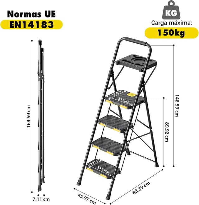Thumbnail 6 de KINGRACK Escalera plegable 4 peldaños 360 kg
