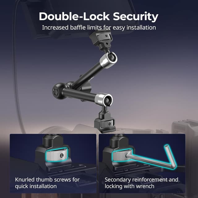 Detalle de SMALLRIG 11" Magic Arm 5309 mit 1/4“-20 Schrauben und 360° Doppelkugelkopf (bis 1,5 kg)