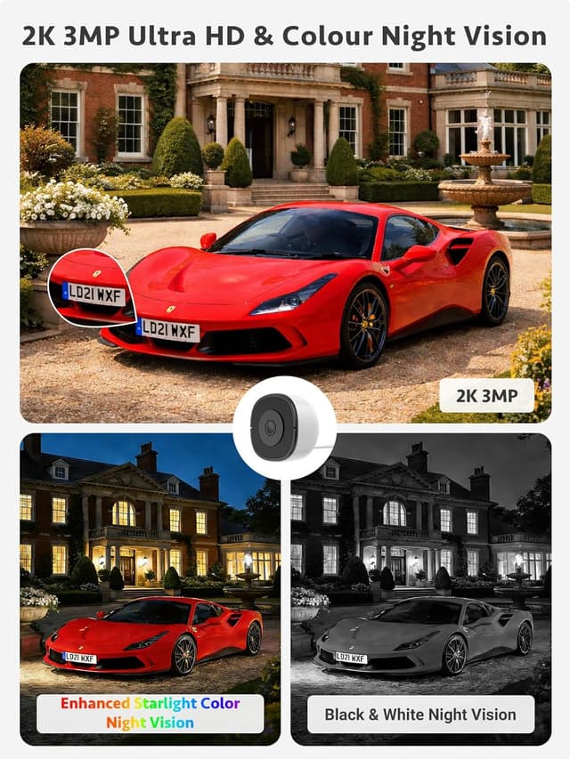 Detalle de FAMVIVA 2K No-Drill Window Security Camera with 18° Tilt Mount, Dual-Band WiFi & AI Human Detection