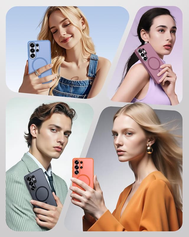 Detalle de TOCOL for Samsung Galaxy S26 Ultra Case (MagSafe compatible) with Built-in Magnetic Ring, Slim Translucent Matte—Black