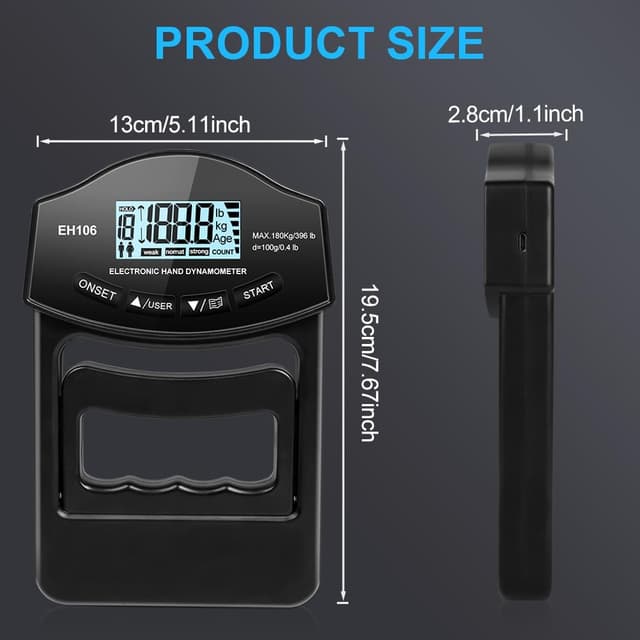 Detalle 2 de OSDUE digitales Handkraftmessgerät (Hand-Dynamometer) mit LCD & USB-Ladekabel
